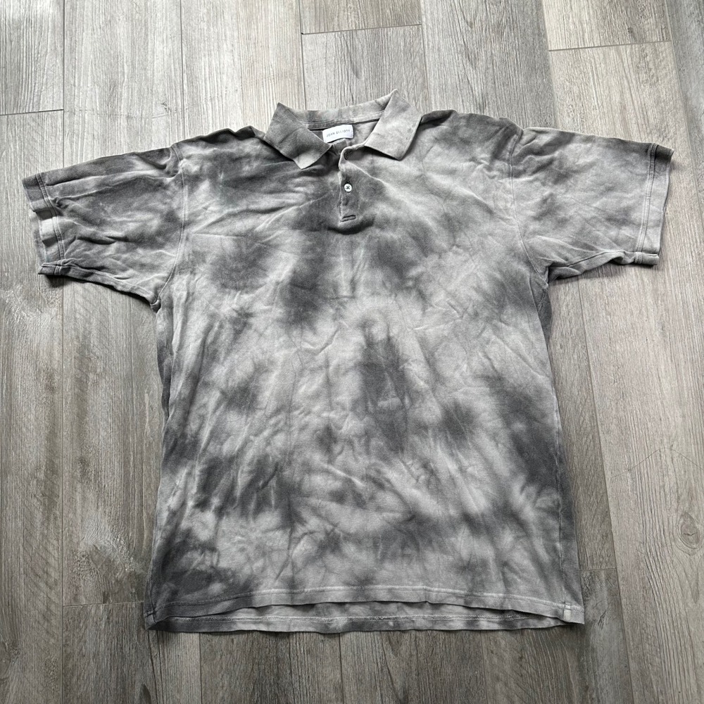 John Elliott Grey Tie Dye Polo Shirt Size 2/M Made in Japan